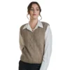 Premium Possum And Merino Wool - V Neck Cable Vest -Jumbo Sale Store cream