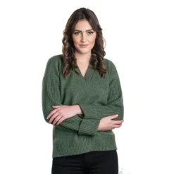 Premium Possum And Merino Wool - V Neck Ribbed Jumper -Jumbo Sale Store moss1 b8dc8bf3 9be7 4fcb a160 d07bc5902c51